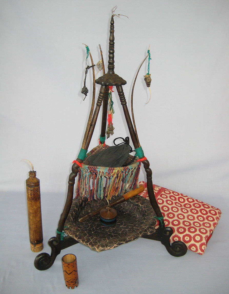 tripod bin for betel utensiles
